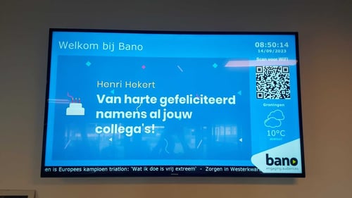 Narrowcastingscherm installatie Bano Narrowcastingscherm installatie Bano